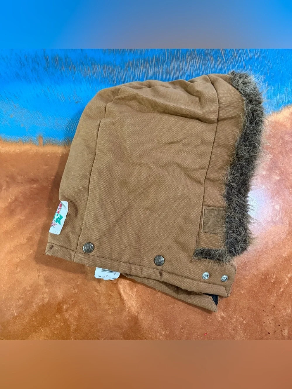 Vtg Deadstock KEY canvas Insulated Hood New snap on faux fur trim